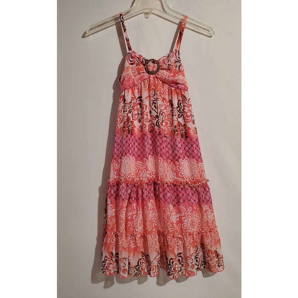 Vtg iz Amy Byer 90s Y2k Sheer Overlay Tiered Babydoll Dress Girls Size 8 Fairy